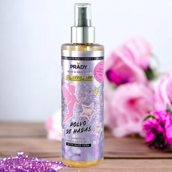 Lot de 4 : Brume parfumée et pailletée corps et cheveux "Musk-fleuri" - Prady