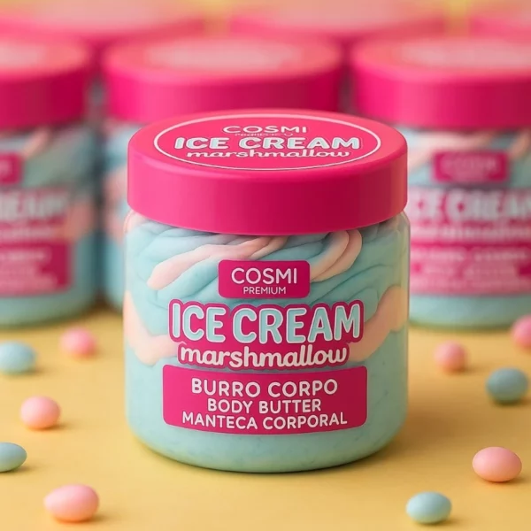 Lot de 12 : Beurre corporel Ice Cream Marshmallow – Cosmi Premium – 100 ml