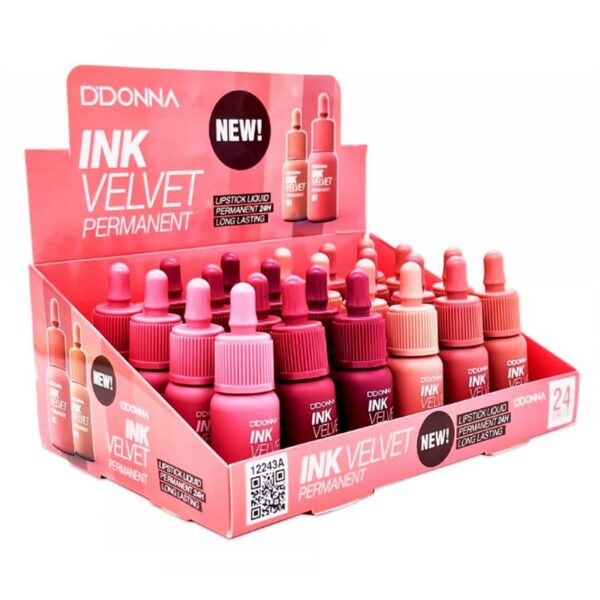 Présentoir de 24 : Rouge à lèvres liquide INK VELVET 24H.