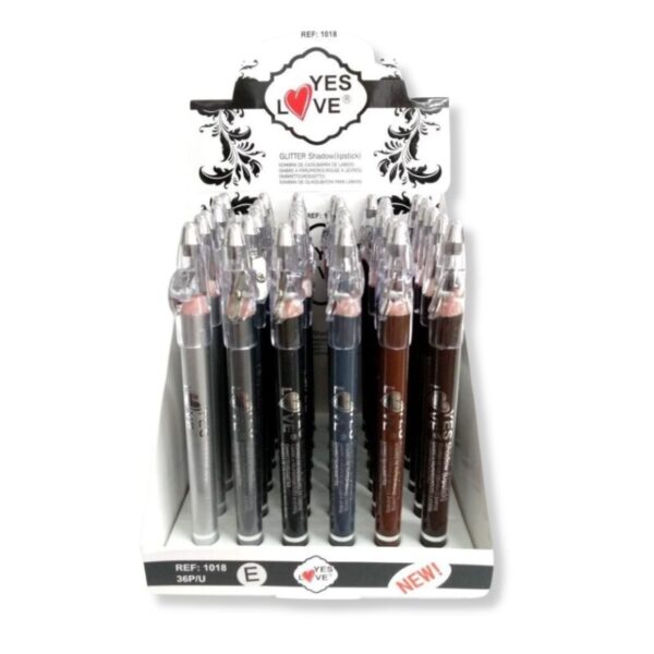 Présentoir de 36 : Crayon pour lèvres & yeux 6 couleurs foncées