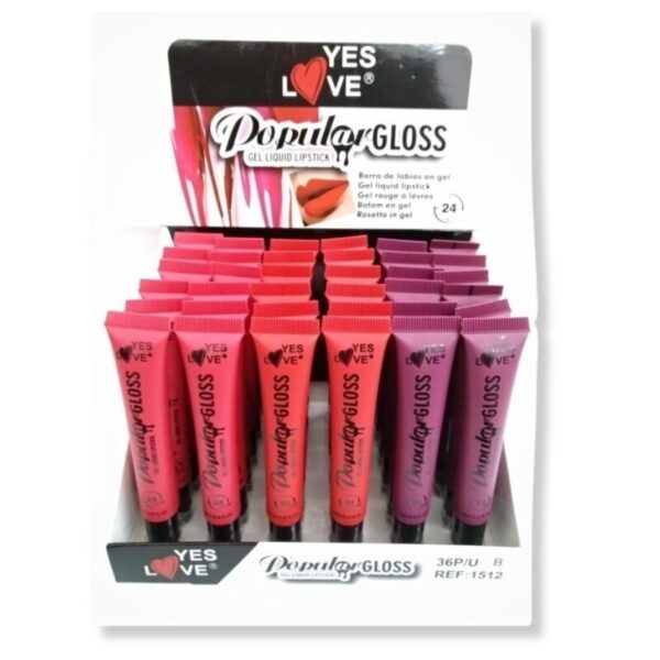Présentoir de 36 : Rouge à lèvres gel liquide 3 teintes