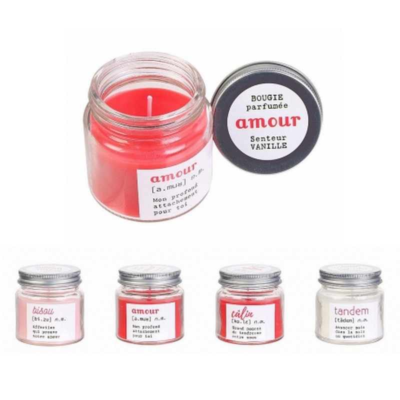 228.jpg Lot de 12 Bougies en pot - Mots d'Amour – Image 1