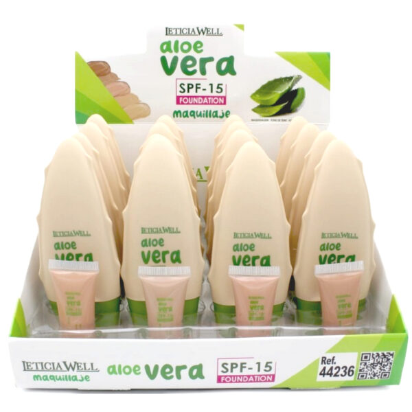 Présentoir de 16 : Fond de teint fluide ALOE VERA SPF15