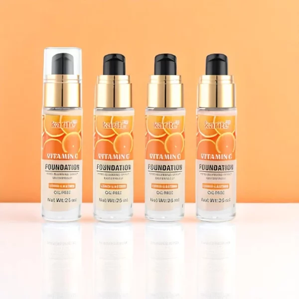 Présentoir de 12 : Base de maquillage à la vitamine C – Karité – Longue tenue