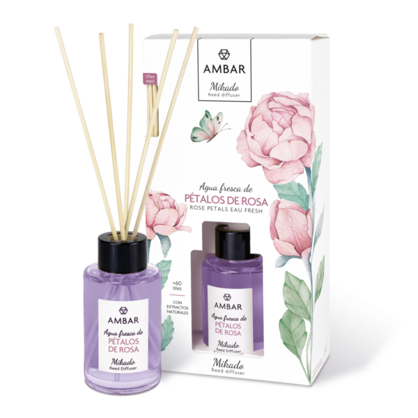Présentoir de 10 MIKADOS édition eaux fraîches - Parfum pétales de roses