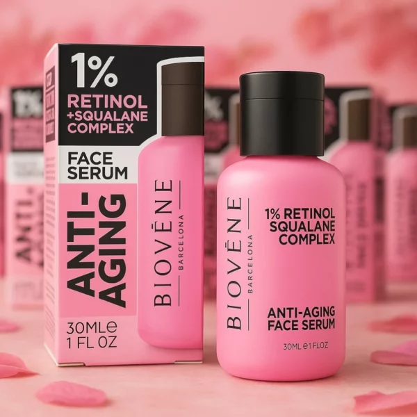 Lot de 12 : Sérum pour Visage ANTI-AGING 1% Retinol & Squalane Complex 30ml – Biovène Barcelona