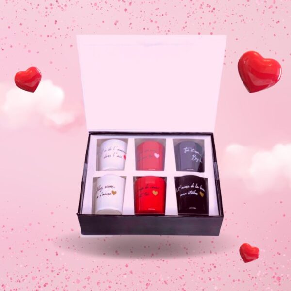 Lot de 4 Coffrets de 6 bougies 24 Bougies mot d'amour