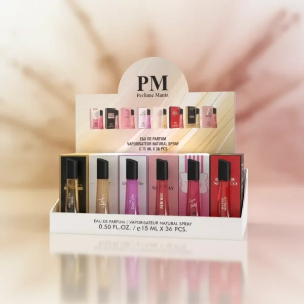 💖💖Présentoir de 36 : Eaux de Parfum Femme 15ml PM – Le Must-Have de la Parfumerie🎀✨