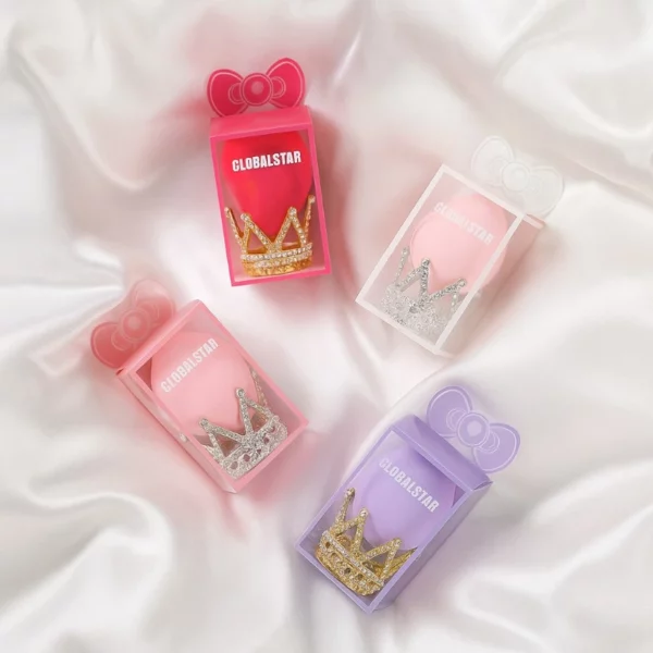 Lot de 12 : Éponge de Maquillage Œuf Coloré + Support Couronne