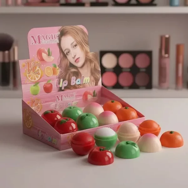 Présentoir de 12 :🍎🍑 Baume à Lèvres VC Fruits