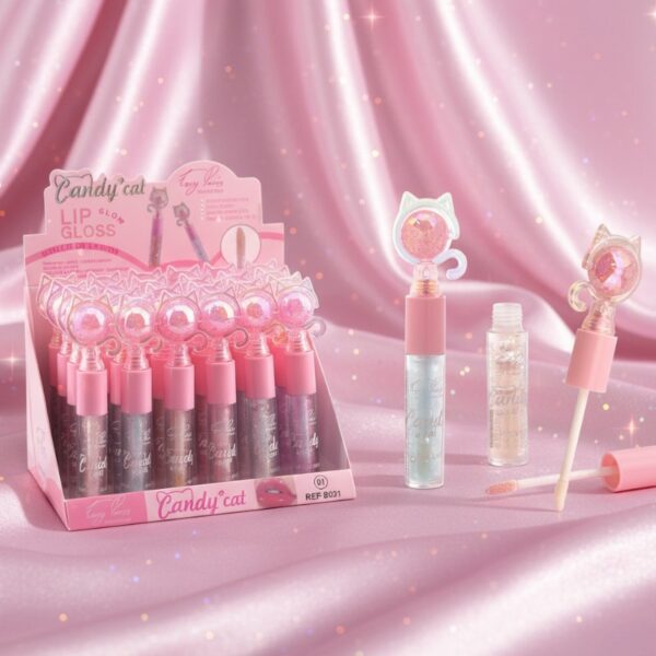 Présentoir de 24 GLOSS À LÈVRES SWEET CANDY CAT – Easy Paris