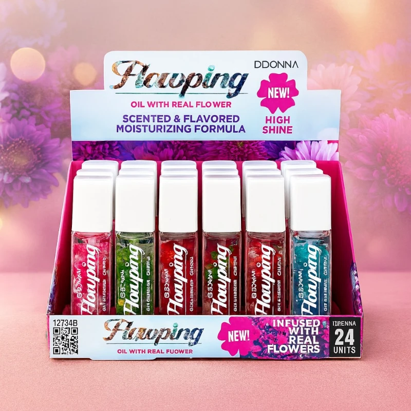GLOSS-POPPING-SWEET-LIP-OIL-PACK-24-DDONNA-1.webp Présentoir de 24 : Brillants à Lèvres Flowping - DDonna – Image 1