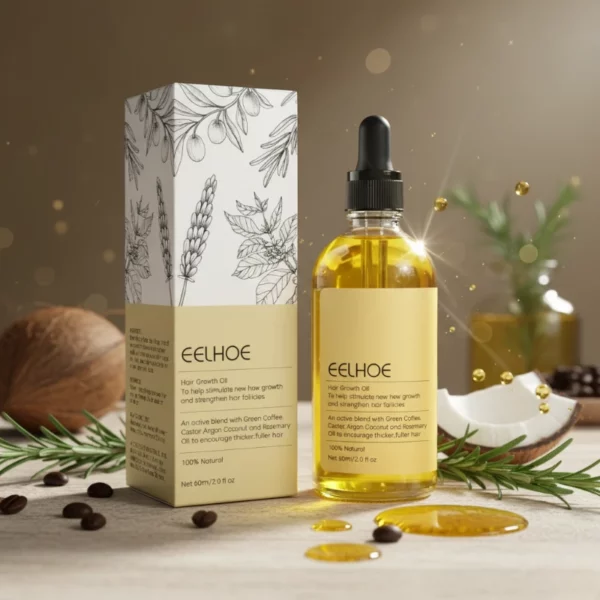 A Partir de 2€ Prix Dégressif : Huile Essentielle de Cheveux Végan – Renforcement & Croissance Eelhoe 60 ml