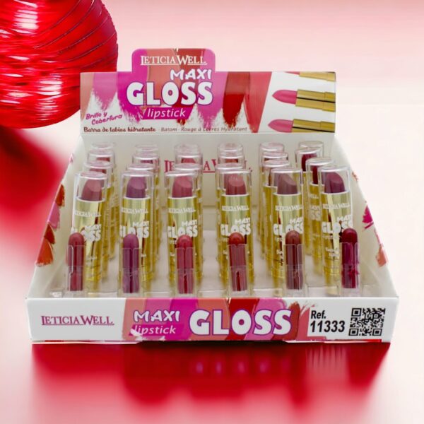 Présentoir de 24 : Rouge à lèvres Maxi gloss