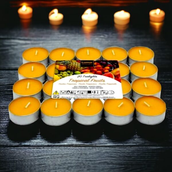 Lot de 12 paquets de 20 bougies - Fruits tropicaux