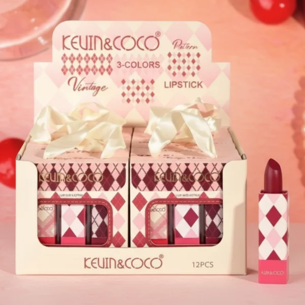 Présentoir de 12💄Set de Rouge à Lèvres 3 Couleurs