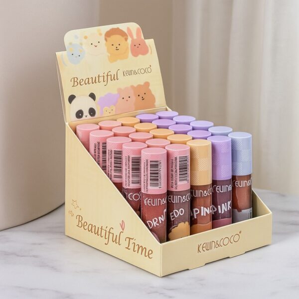 Présentoir de 24 : Gloss pour lèvres BEAUTIFUL TIME – Kevin & Coco