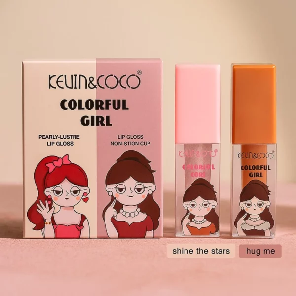 Présentoir de 12 : Set 2 Gloss pour lèvres COLORFUL GIRL – Kevin & Coco