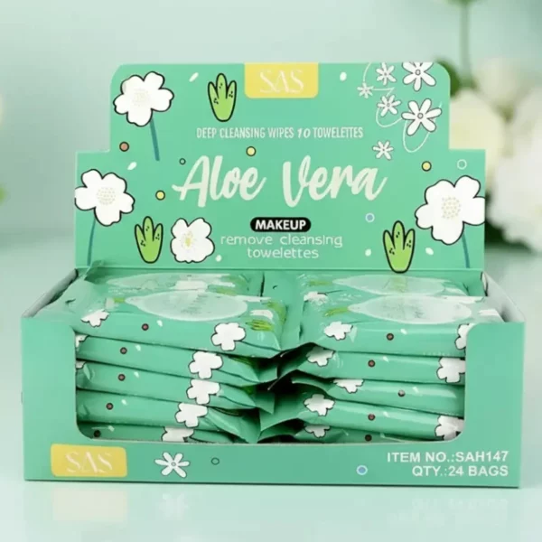 🌿Carton de 24 : Lingettes Démaquillantes SAS à l'Aloe Vera 🌿