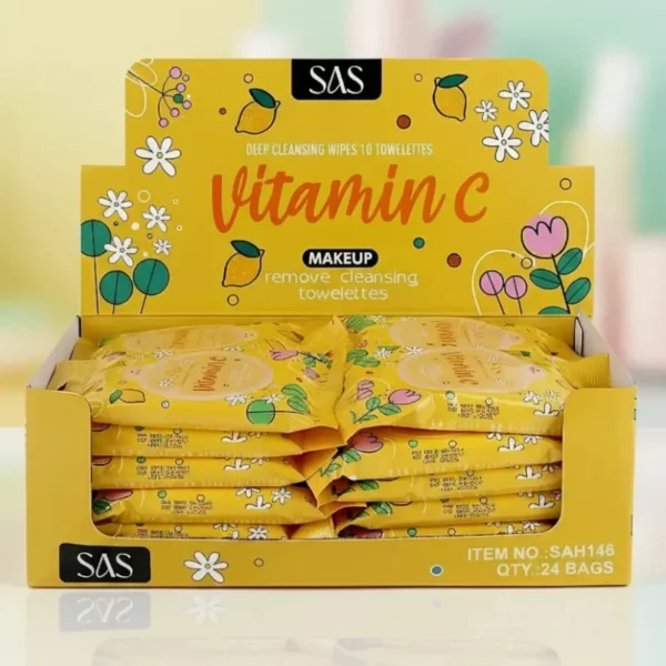 🍋Carton de 24 : Lingettes Démaquillantes SAS à la Vitamine C 🍋