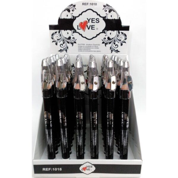 Lot de 36 Crayons 2en1 Lèvres et Yeux Glitter Noirs - Yes Love
