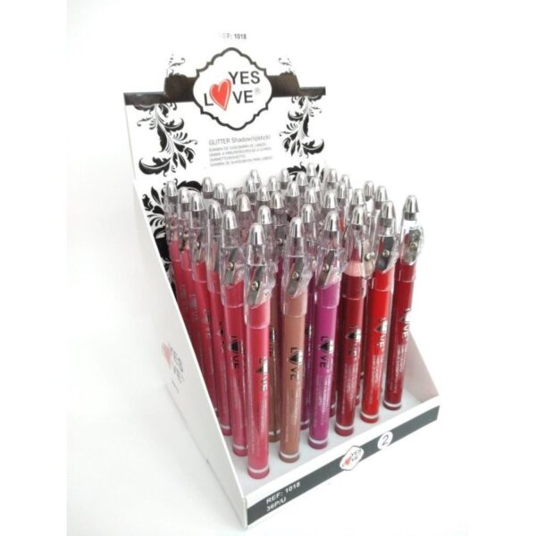 Lot de 36 Crayons 2en1 Lèvres et Yeux Glitter Rose Rouge - Yes Love