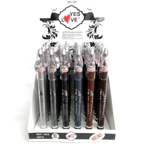 Lot de 36 Crayons 2en1 Lèvres et Yeux Glitter Sombres - Yes Love
