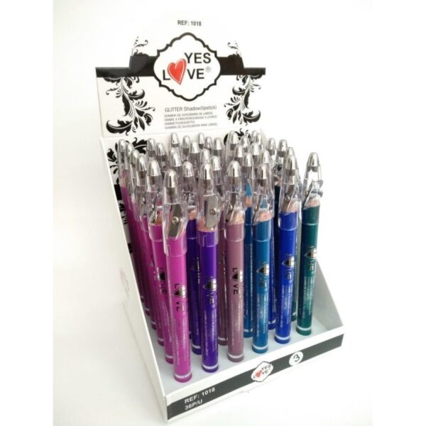 Lot de 36 Crayons 2en1 Lèvres et Yeux Glitter - Yes Love