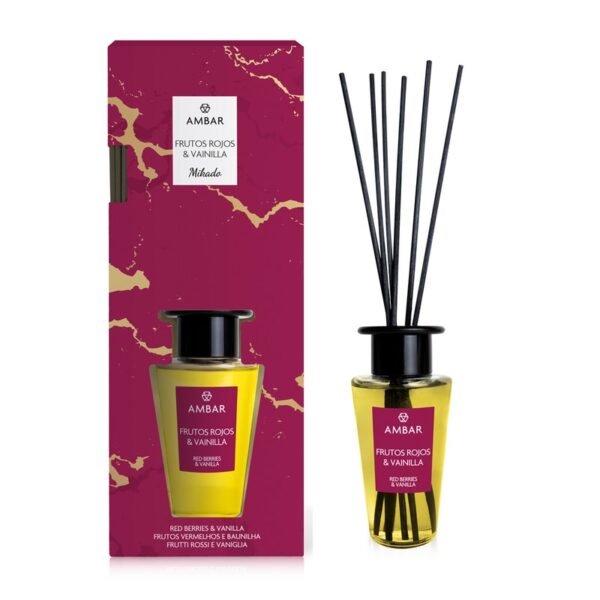 Pack de 8 : Mikado premium décoratif parfum Fruits Rouges & Vanille