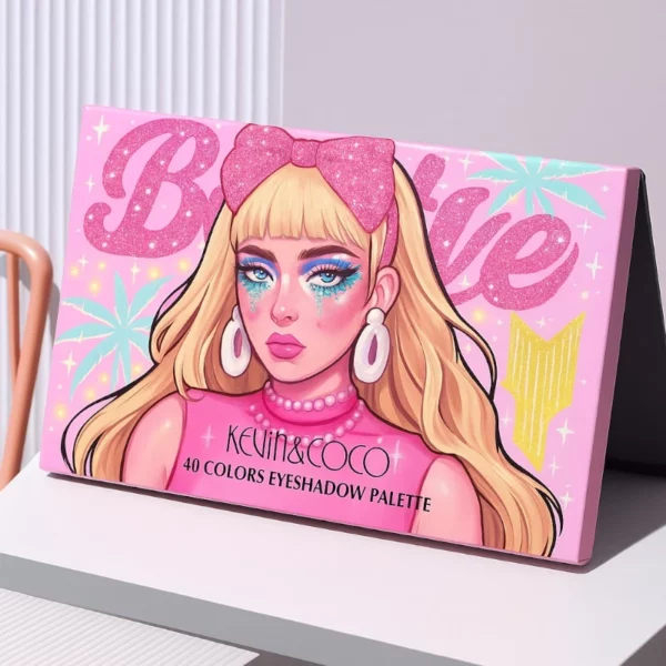 Lot de 4 : PALETTE D’OMBRES À PAUPIÈRES 40 COULEURS – GLITTER STAR PINK – KEVIN & COCO