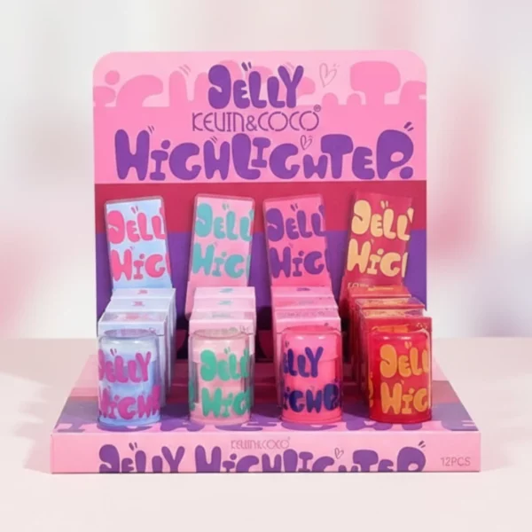 Présentoir de 12 :✨ Le Must-Have Tendance : Highlighters Gelée "Jelly Highlighter" - Kevin & Coco 💖