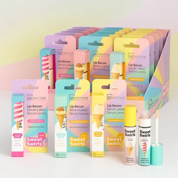 Présentoir de 18 :  Lip Serums SWEET SWIRLS – IDC Institute