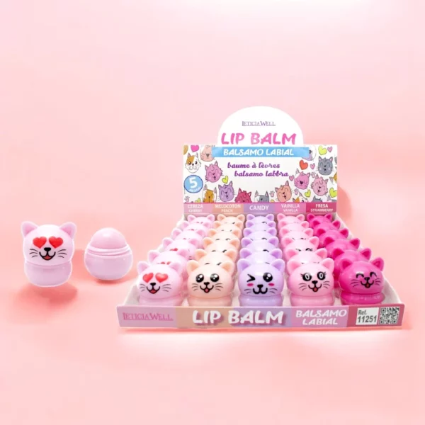 Présentoir de 30 : Baumes à Lèvres – Packaging en Forme de Chat - Leticia Well