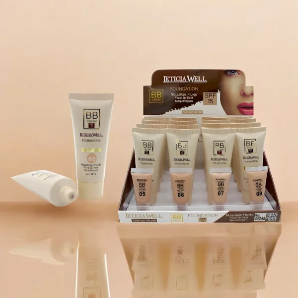 Présentoir de 16 : Fond de teint BB crème SPF 15 - Leticia Well