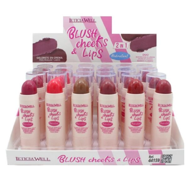 Présentoir de 24 : Blush CHEEKS & Rouge à lèvres 2 EN 1