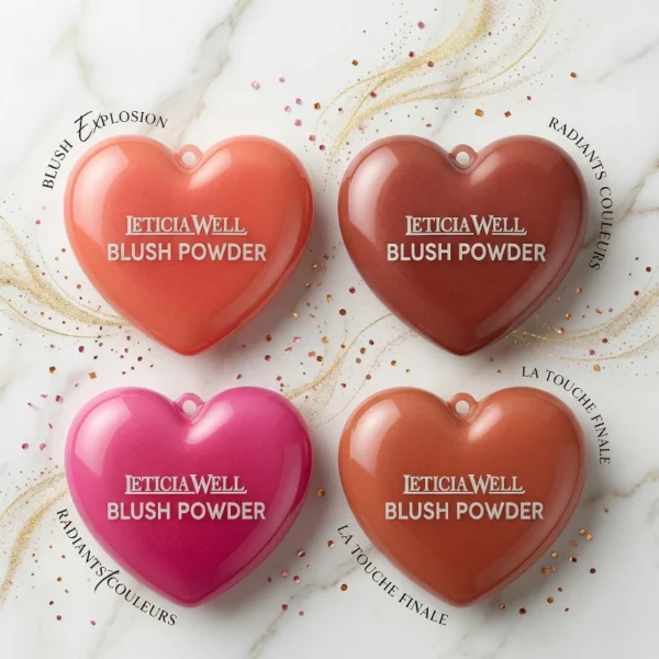Lot de 4 : Blush Powder Matte "Cœur" par LETICIA WELL – Un Teint Frais et Velouté
