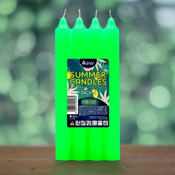 Pack de 12 X 4  - Bougie Couleur Verte Collection SUMMER CANDLES NEON