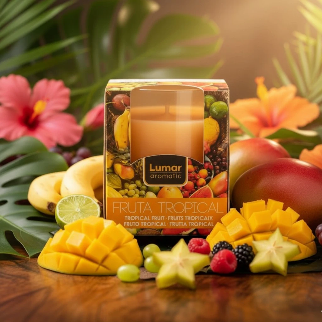 bougie-lumar.webp Pack de 12 - Bougie parfum fruits tropicaux – Image 1