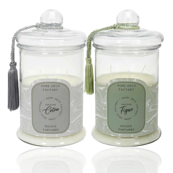 Lot de 4 Bougies bonbonnière 14,5cm parfum fleur de coton et figue