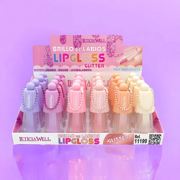 Présentoir de 24 : Lipgloss Glitter – Leticia Well
