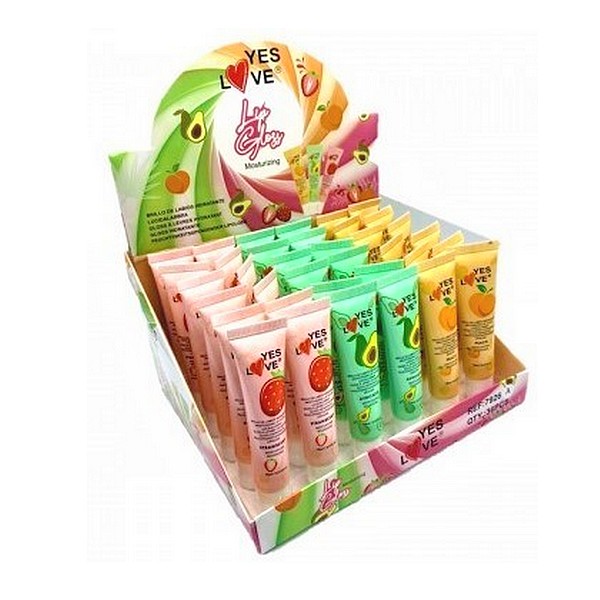 brillant-a-levre-hydratant-yes-love-1-1-1.jpg Présentoir de 36 Ligloss hydratant aux fruits – Image 1