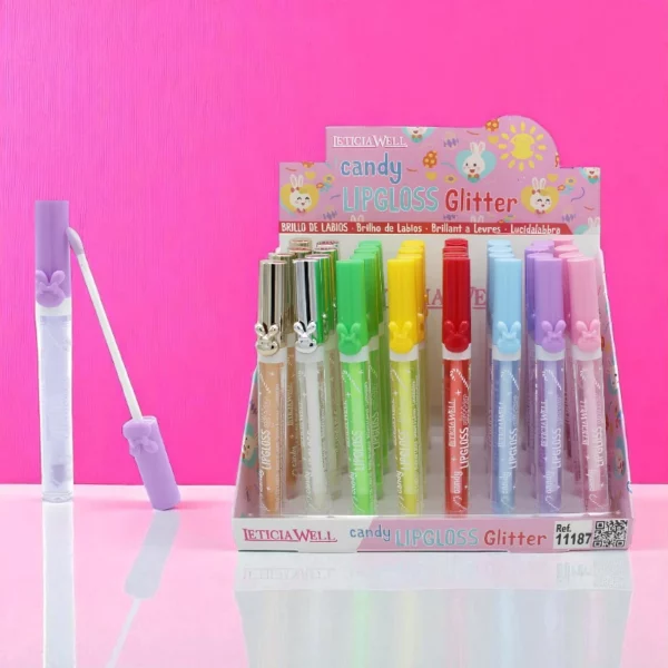 Présentoir de 32 : Candy Lipgloss Glitter - Leticia Well
