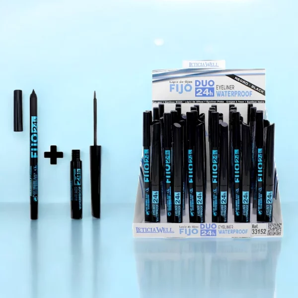 Présentoir de 24 : Eyeliner & Crayon noir Duo Waterproof 24H - Leticia Well