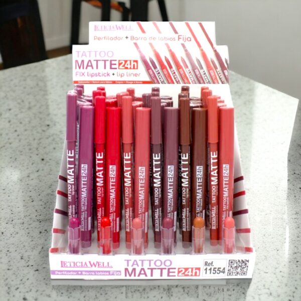 Pack de 24 Duos Crayons à lèvre et Lipstick Tatto Matte 24H - Leticia Well