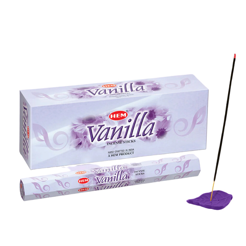 encens-hem-vanille.jpg Lot de 6 Boîtes de 20 Bâtonnets d'encens - Vanille – Image 1