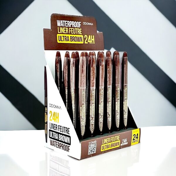 Présentoir de 24 : Feutre eyeliner ultra marron Waterproof 24H.