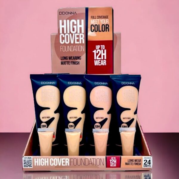 Présentoir de 24 : Fond de teint fluide HIGH COVER 12H