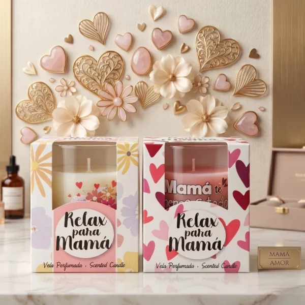 📦 Lot de 12 Bougies Parfumées Lumar 120g - Collection "Relax para Mamá" 🕯️✨