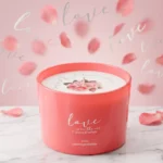 Lot de 12 : Bougie LOVE 85gr - Pot en Verre