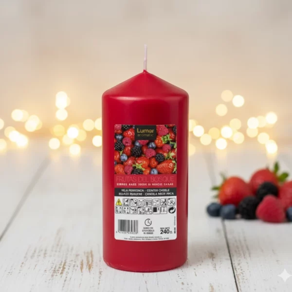 Lot de 12 Bougies - Grande Bougie Fruits Rouges - 12cm X 5,70cm - 240grs